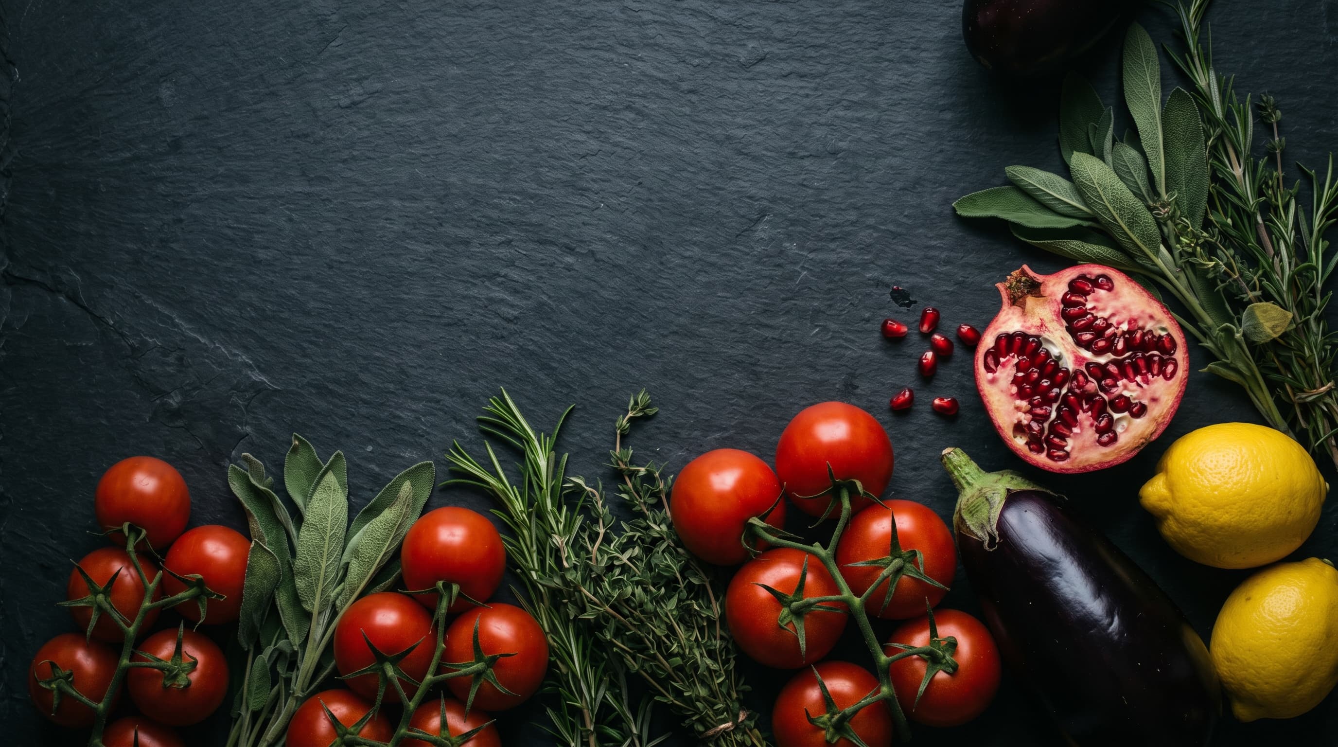 Verduras frescas sobre fondo oscuro